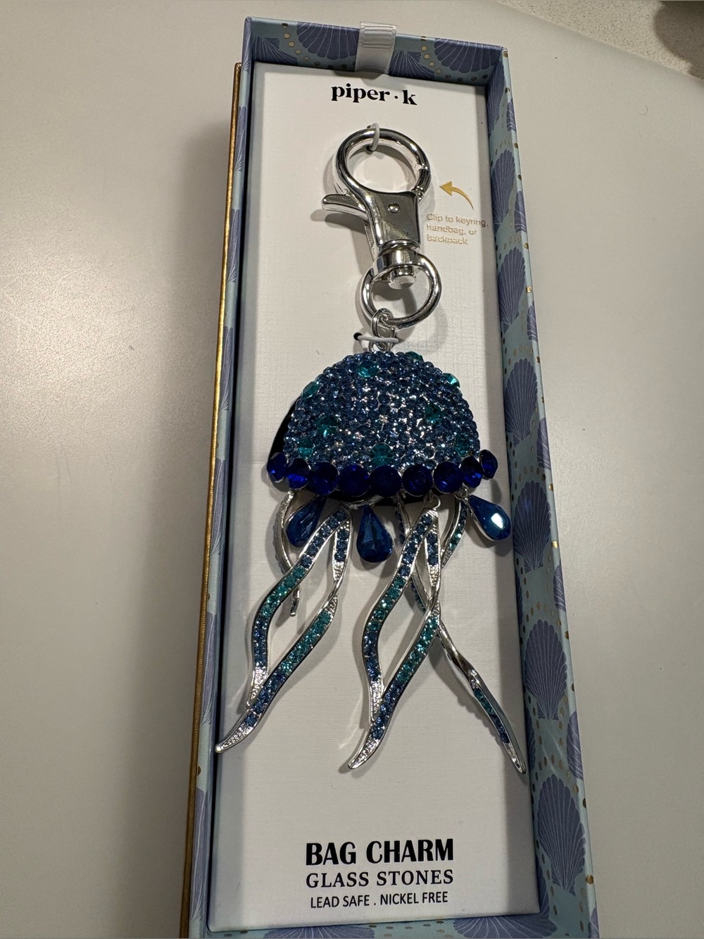 piper.k Blue Jellyfish Bag Charm